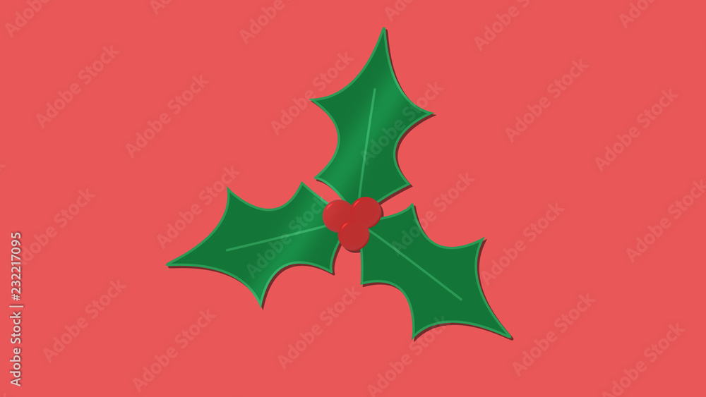 Holly bush festive christmas icon red