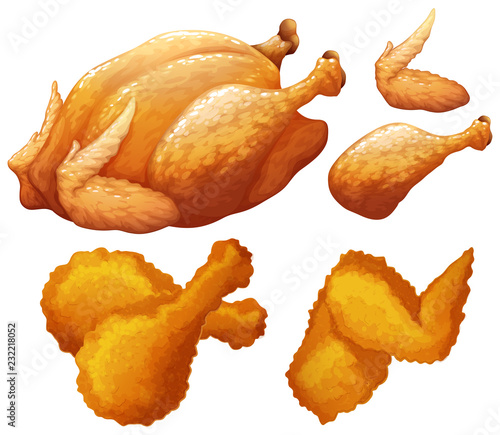 Set of food made by chicken