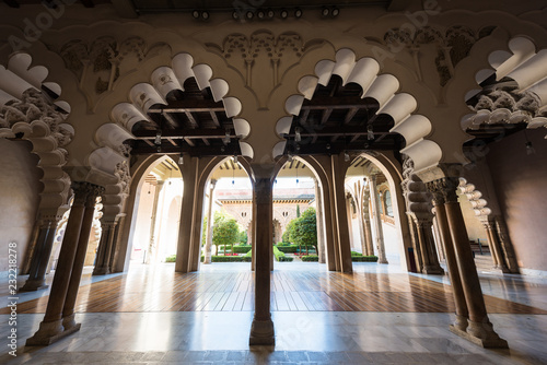 Alfajeria palace  fortified medieval islamic palace  interior view in Zaragoza  Spain.