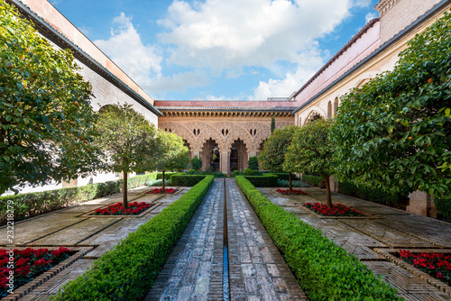 Small courtyard of Aljaferia palace in Zaragoza, Spain photo