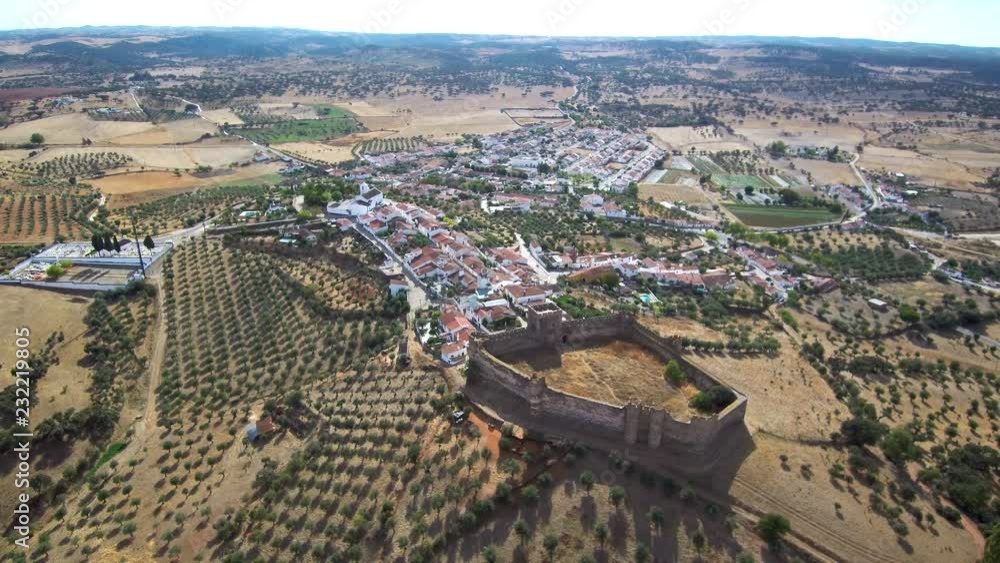 Aerial view of Terena. Castle in Alentejo, Portugal. 4k Drone Video Aerial view of Terena. Castle in Alentejo, Portugal. 4k Drone Video