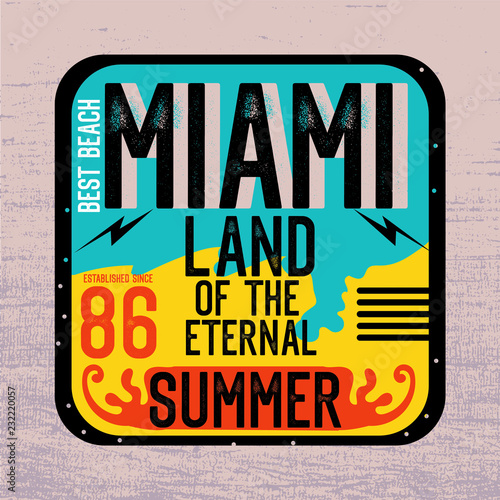 miami land of the eternal summer,t-shirt design vector