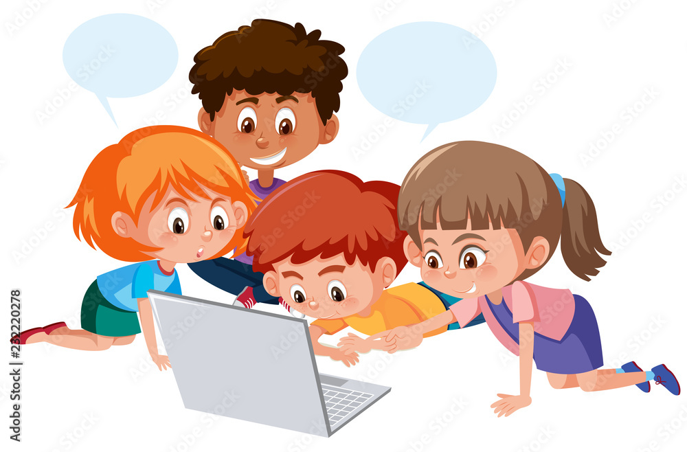 Group of children using computer Group of children using computer