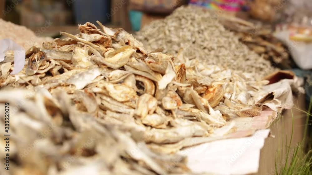 Close up of dried fish in asian market in the daytime Close up of dried fish in asian market in the daytime