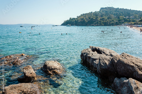 Pramousquier beach and its clear crystal water photo