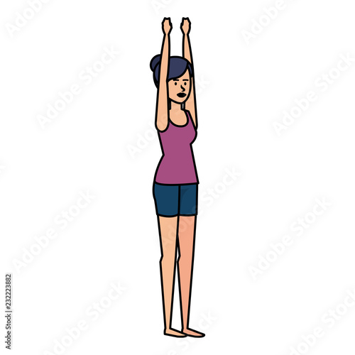 woman practicing yoga position