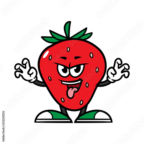Cartoon Scaring Strawberry Character