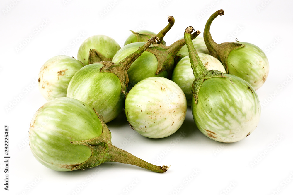 Thai Eggplant isolated on a white background, element of thai food concept Thai Eggplant isolated on a white background, element of thai food concept