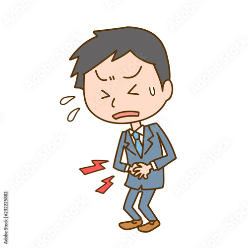 男性　会社員　腹痛　痛い
