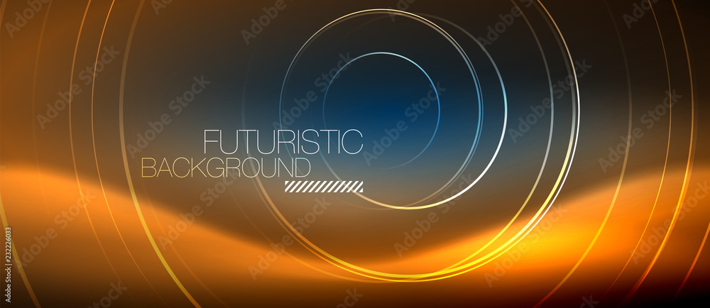 Neon glowing circles background Neon glowing circles background