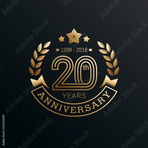 Anniversary emblems template design with gold number style