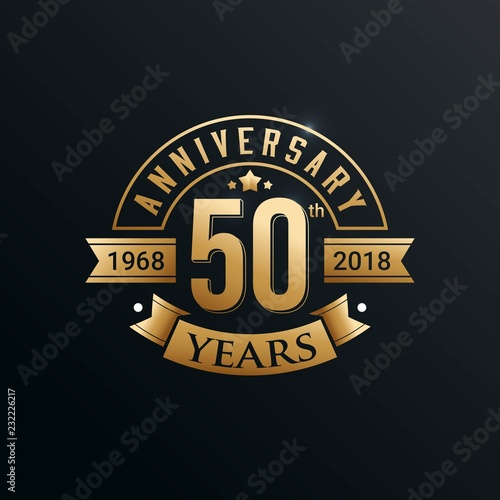 Anniversary emblems template design with gold number style