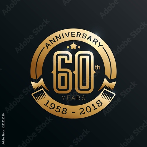 Anniversary emblems template design with gold number style