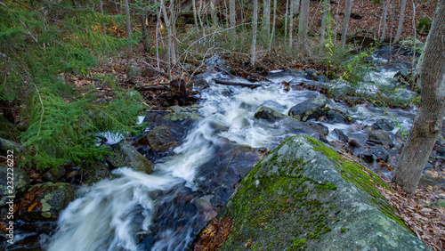 Fototapeta Naklejka Na Ścianę i Meble -  waterfall in the forest, autumn foliage, no people, peaceful