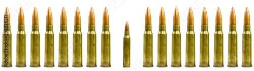 Ammunition on a white background. A group bullets for a gun isolated on white background. File contains with clipping path.