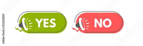 Yes and No megaphone labels. Vector illustration for design or print.