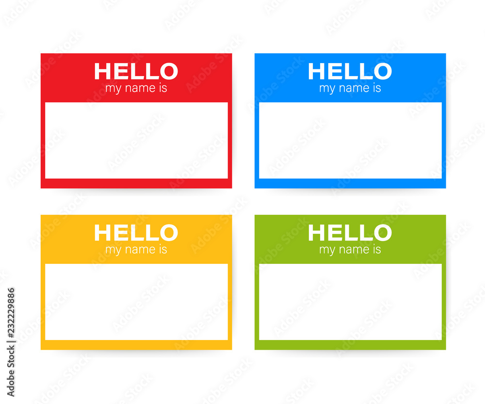 Vecteur Stock "Hello My Name Is..." Name Tag Set. Label sticker on ...