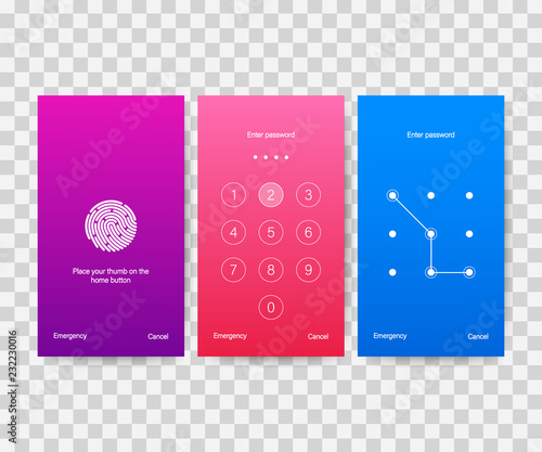 Screen lock authentication password smartphone background template. Illustration of phone ID recognition screenlock password or lockscreen passcode numbers display.