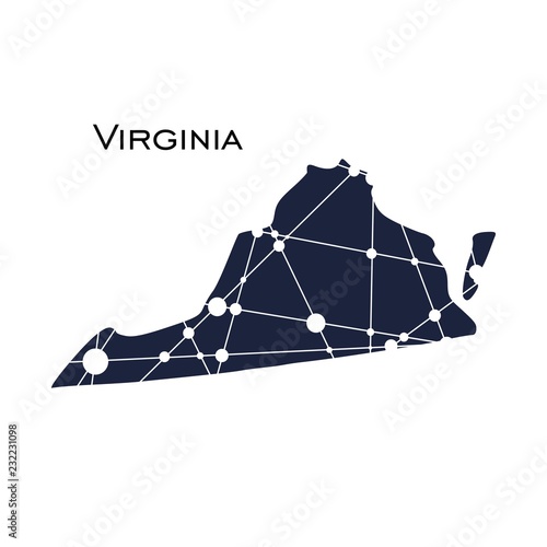 Image relative to USA travel. Virginia state map textured by lines and dots pattern