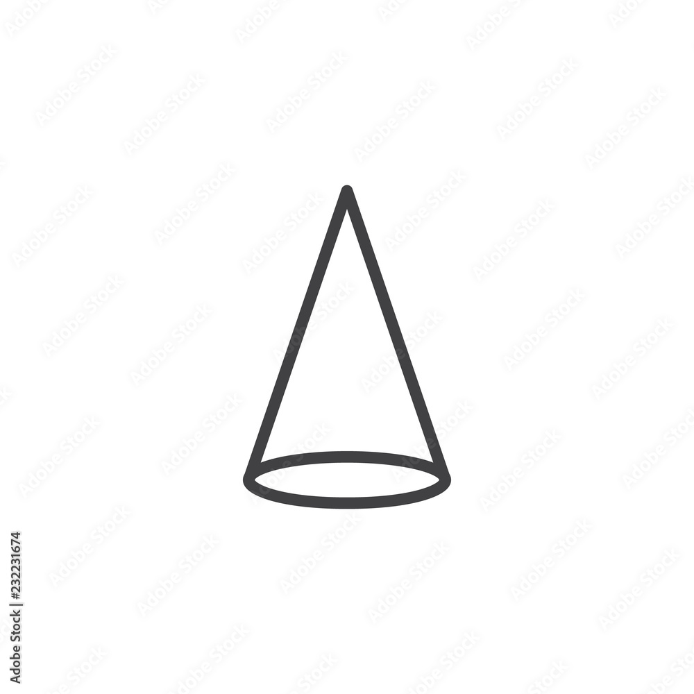 Cone geometrical figure outline icon. linear style sign for mobile concept and web design. Cone geometric shape simple line vector icon. Symbol, logo illustration. Pixel perfect vector graphics Cone geometrical figure outline icon. linear style sign for mobile concept and web design. Cone geometric shape simple line vector icon. Symbol, logo illustration. Pixel perfect vector graphics