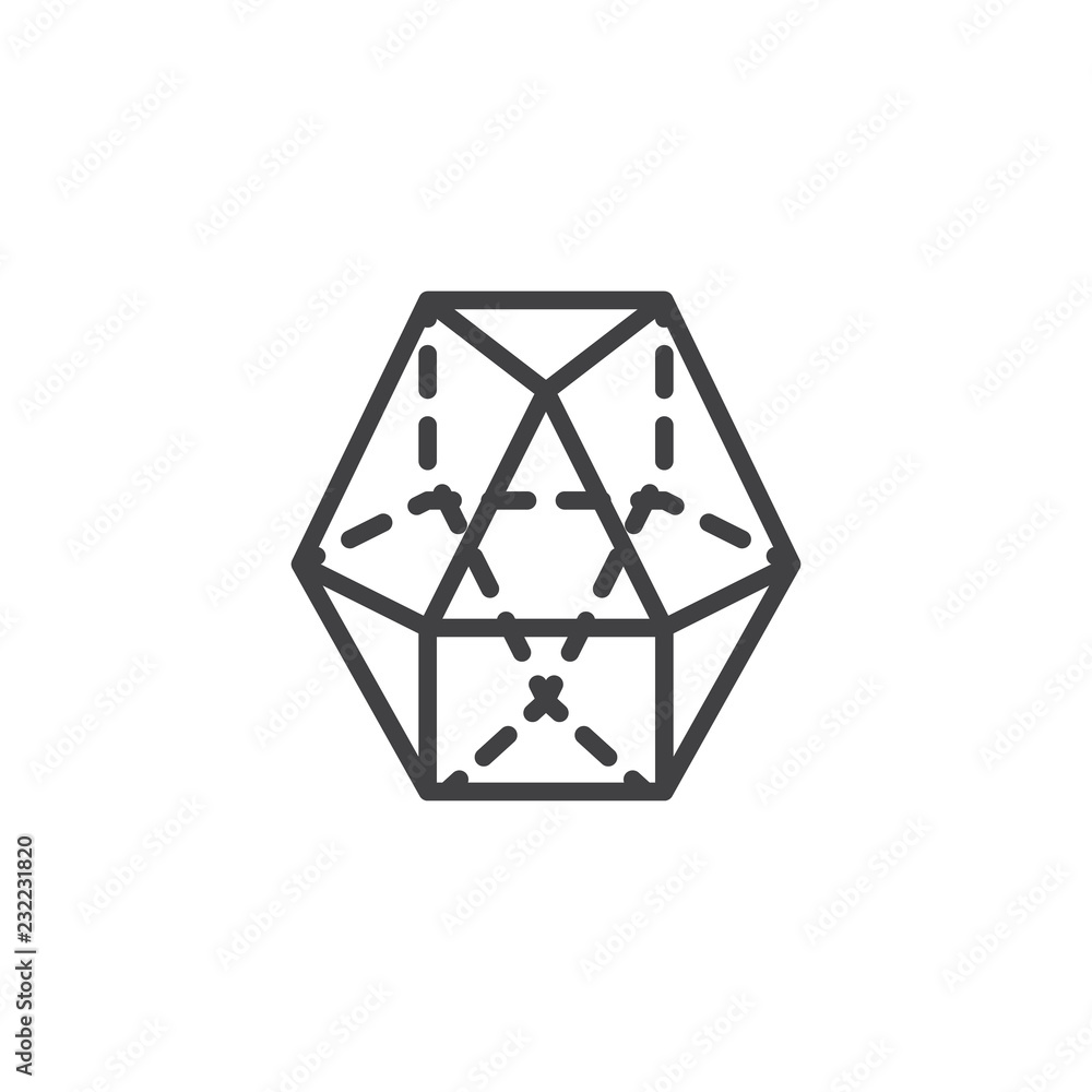 Dodecahedron geometrical figure outline icon. linear style sign for mobile concept and web design. Dodecahedron geometric shape simple line vector icon. Symbol, logo illustration. Pixel perfect vector Dodecahedron geometrical figure outline icon. linear style sign for mobile concept and web design. Dodecahedron geometric shape simple line vector icon. Symbol, logo illustration. Pixel perfect vector