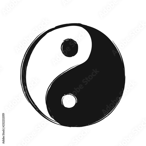 Yin Yang hand drawn symbol. Vector 