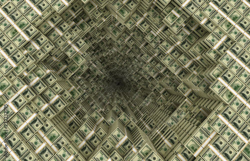 Debt hole. Concept of money 3d illustration