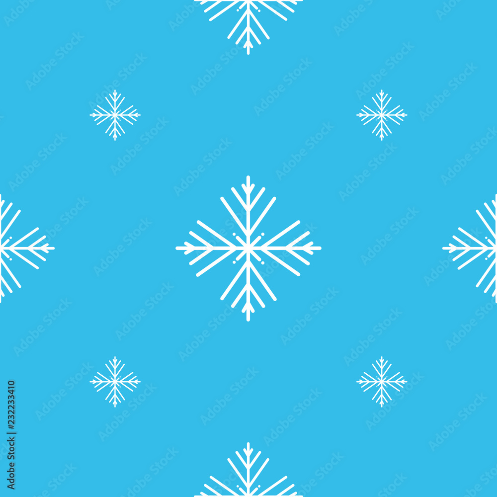 Vector illustration. Seamless pattern of Snowflakes. White Snowflakes on blue background. Vector illustration. Seamless pattern of Snowflakes. White Snowflakes on blue background.