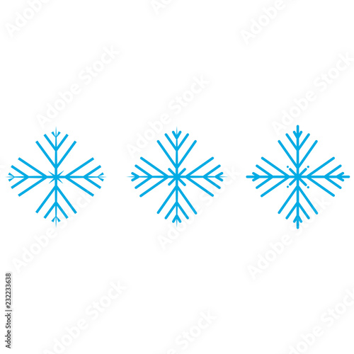 Vector illustration. Set of winter Snowflakes. Blue Snowflakes isolated on white background. Christmas set.