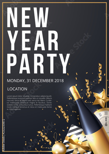 New year party poster template. Vector illustration