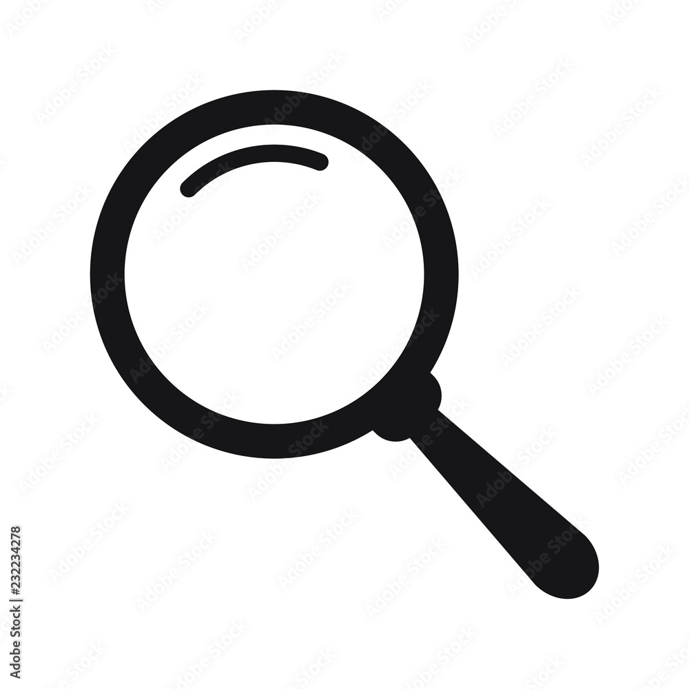 Search icon. Magnifying glass icon, vector magnifier or loupe sign. Search icon. Magnifying glass icon, vector magnifier or loupe sign.