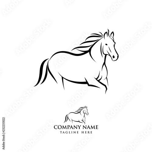 Horse logo design illustration, Horse silhouette vector, Horse vector illustration