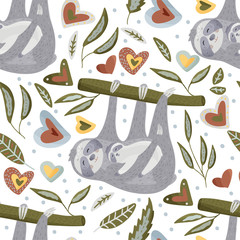 Fotobehang Luiaards patronen Luiaards in eenvoudige vlakke illustratie  © trihubova