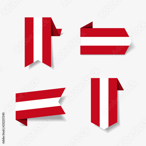 Austrian flag stickers and labels. Vector illustration.