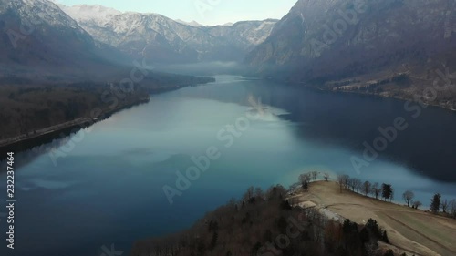 Aerial, lake in mountains
