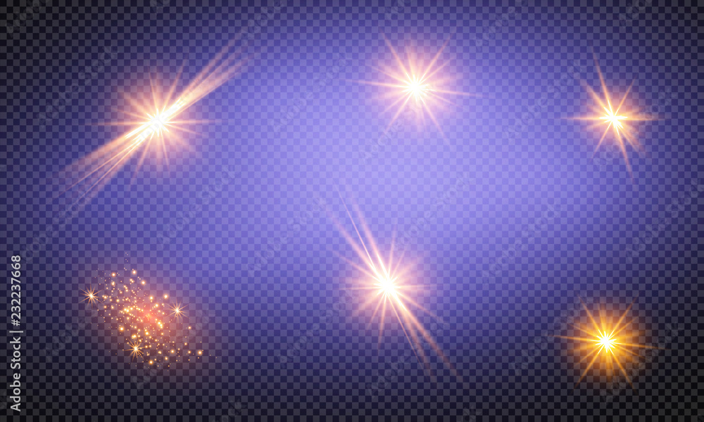 Vector illustration of abstract flare light rays. A set of stars, light and radiance, rays and brightness. Vector illustration of abstract flare light rays. A set of stars, light and radiance, rays and brightness.