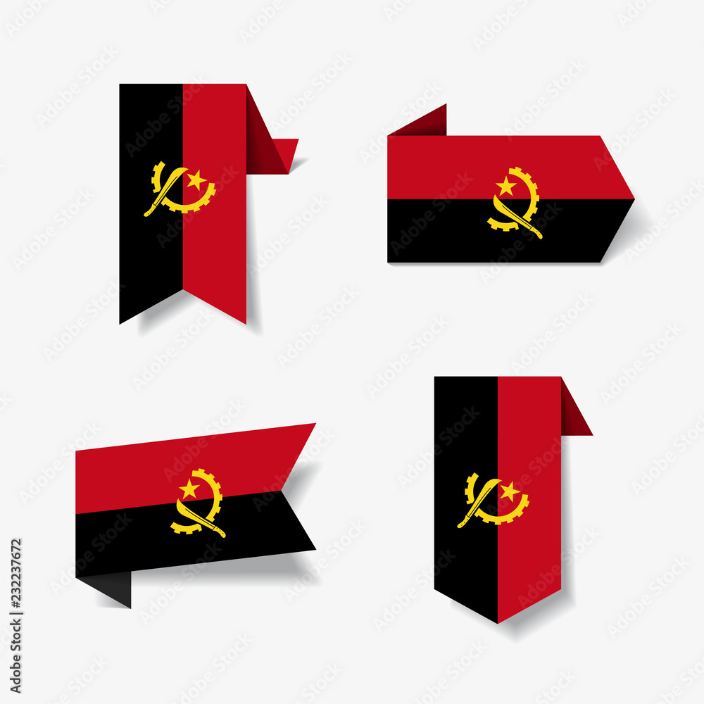 Angolan flag stickers and labels. Vector illustration. Angolan flag stickers and labels. Vector illustration.