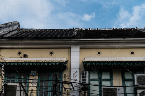 Photography old house on blue sky in the city