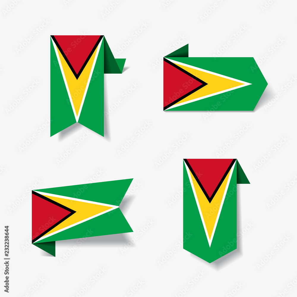 Guyanan flag stickers and labels. Vector illustration. Guyanan flag stickers and labels. Vector illustration.