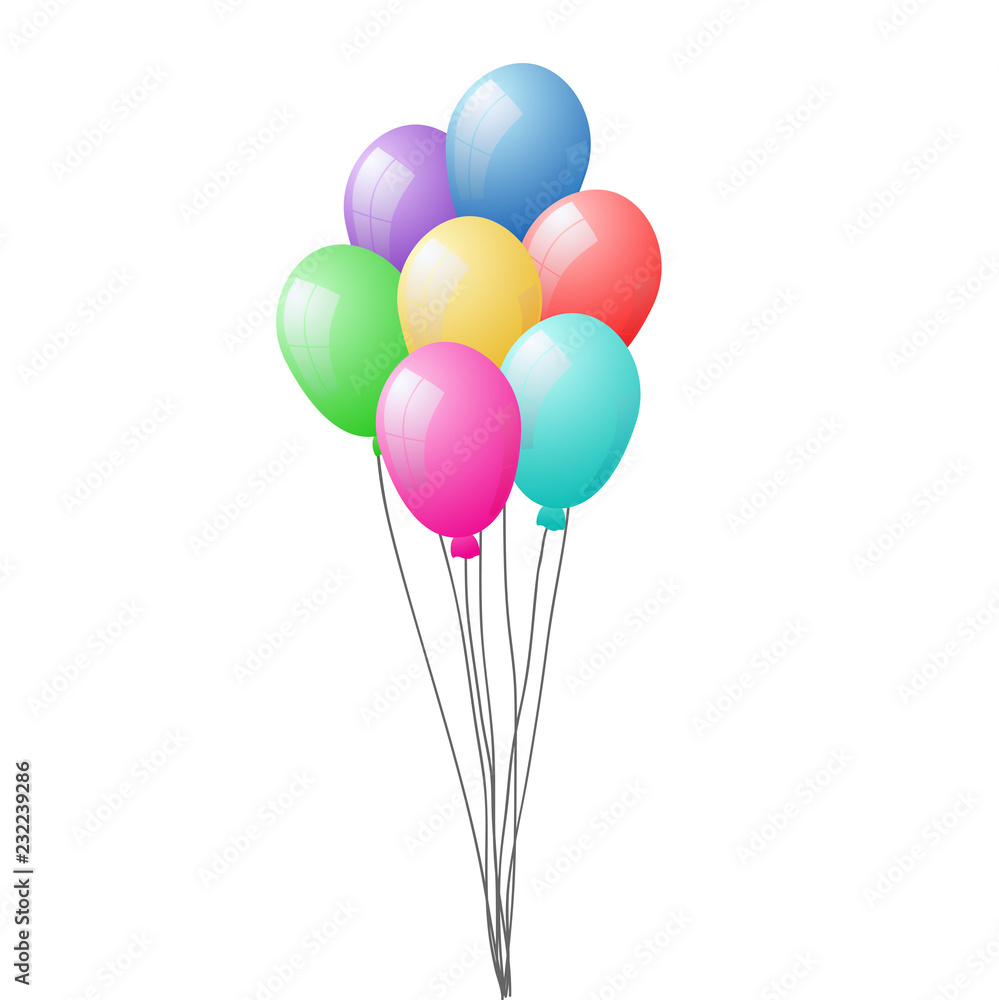 Bunch of colorful helium balloons isolated on transparent background. Vector illustration, eps 10 Bunch of colorful helium balloons isolated on transparent background. Vector illustration, eps 10