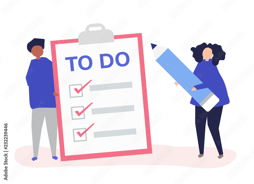 People making a to-do list illustration People making a to-do list illustration