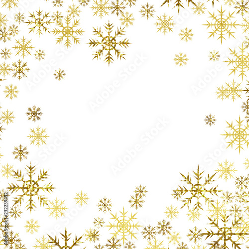 Golden textured snowflakes square frame