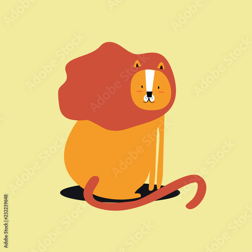 Fototapeta Naklejka Na Ścianę i Meble -  Cute wild lion cartoon illustration
