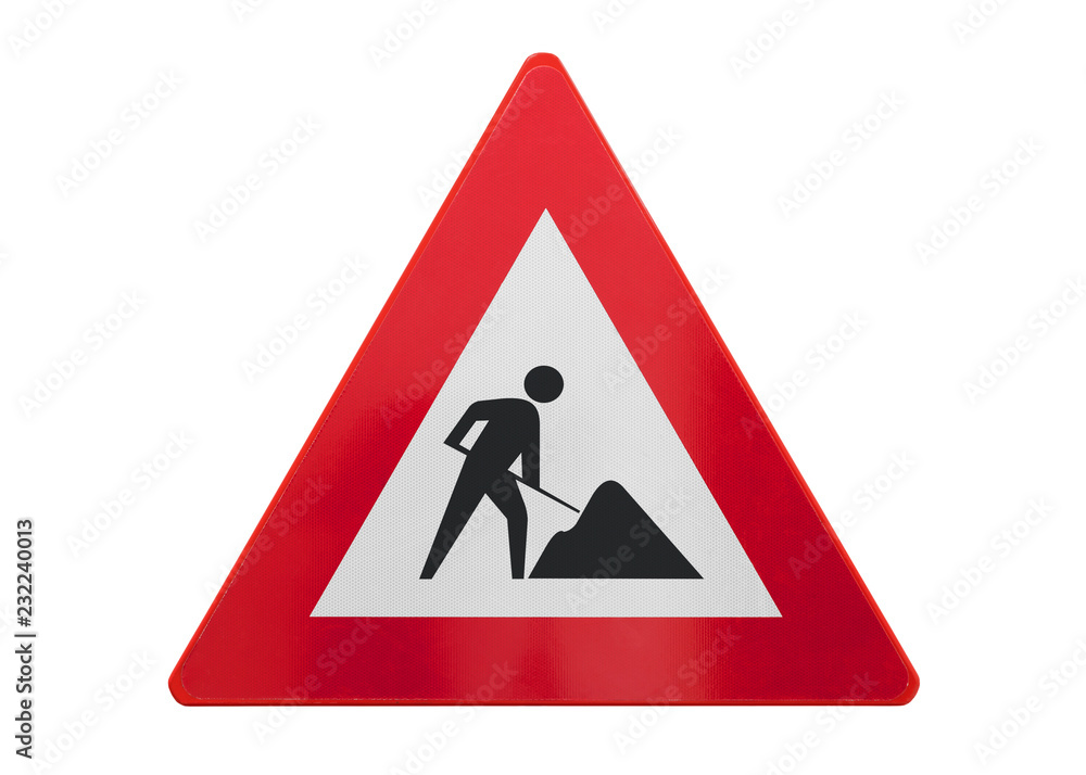 Traffic sign isolated - Under construction Traffic sign isolated - Under construction