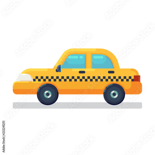 Car Icon Stock. Taxi cab Vector flat Illustration
