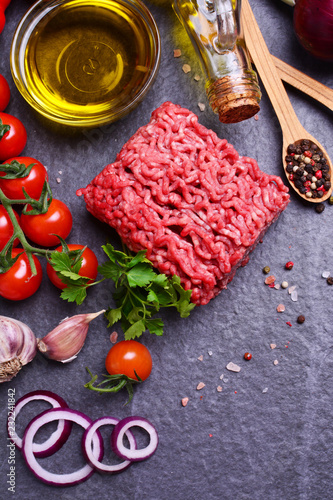 Beef minced with spices and vegetables