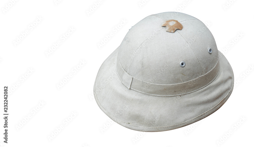 Fototapeta premium Di cut old white hat on white background,copy space