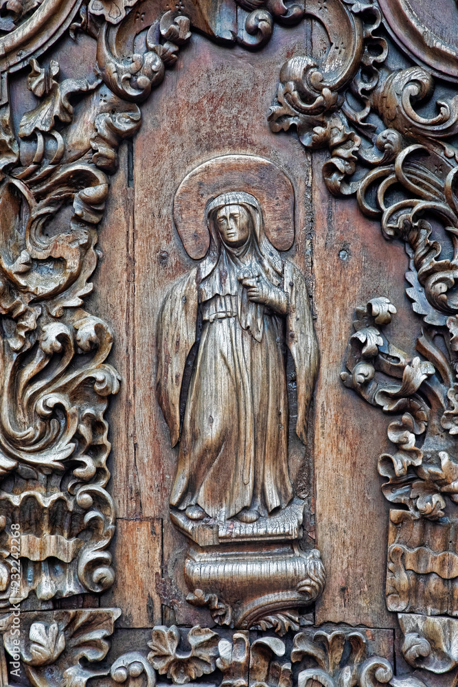 Beautiful door art at San Agustin Church, Manila, Philippines