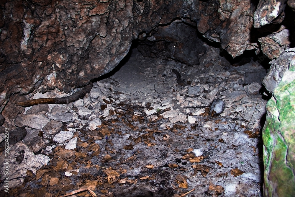 Natural cave in the mountains, Russia Natural cave in the mountains, Russia