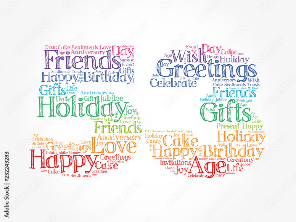 Happy 53rd birthday word cloud collage concept Happy 53rd birthday word cloud collage concept